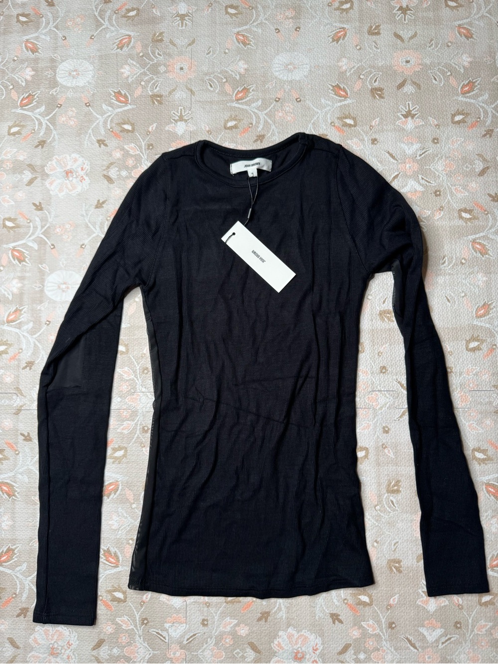 Joah Brown Black Long-Sleeve Crewneck Top